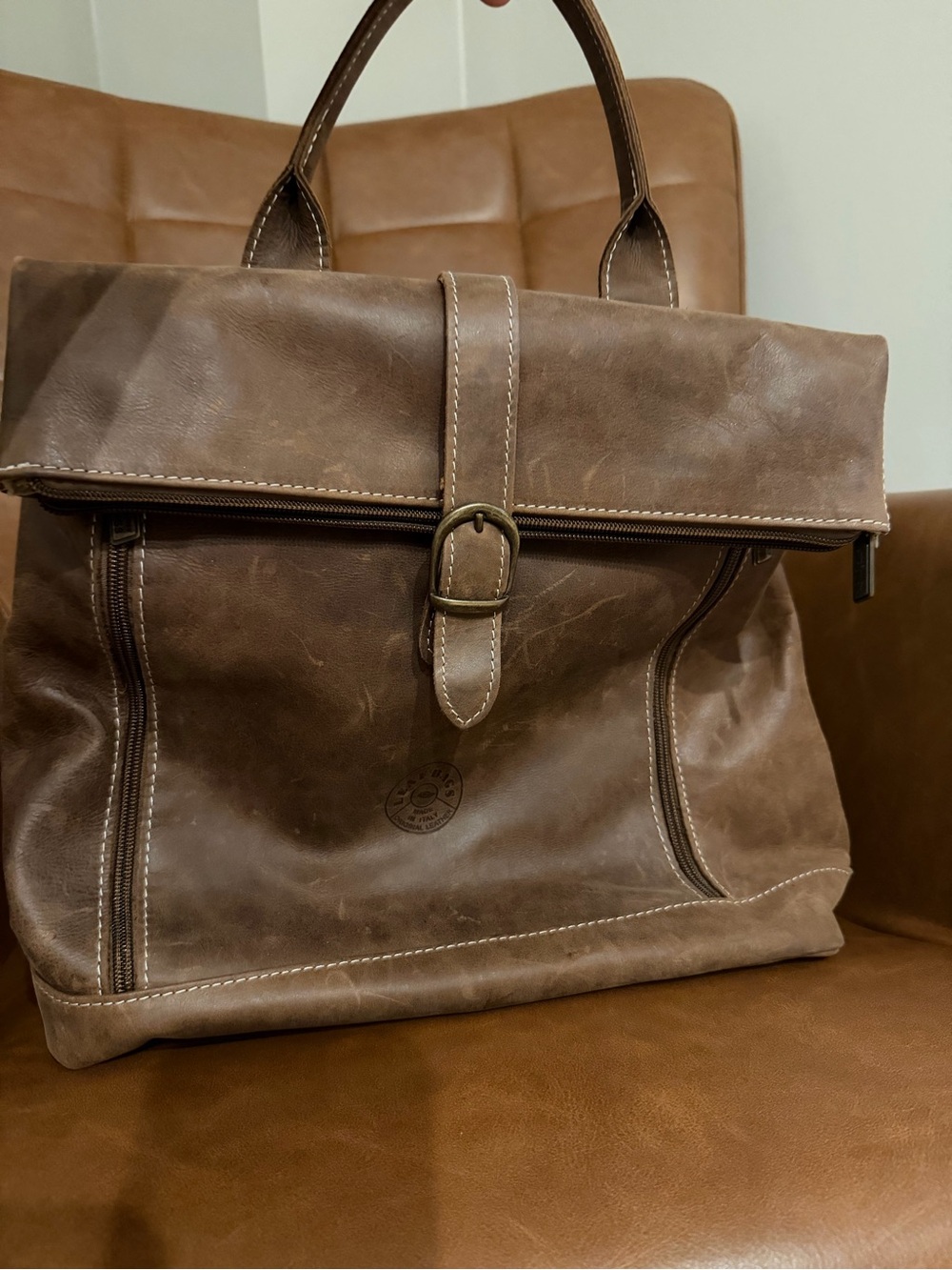 Authentic Italian Leather Leaf Bag